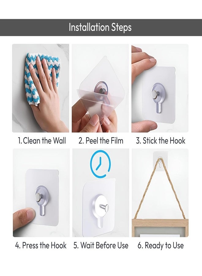 Swaze Wall Hooks, Self Adhesive Made in India (NOT China) Hooks, Heavy Duty Strong for Kitchen Accessories Items Stainless Steel, Sticky Nail Patch No Drilling (Photo Hook, Pack of 20) - Image 3